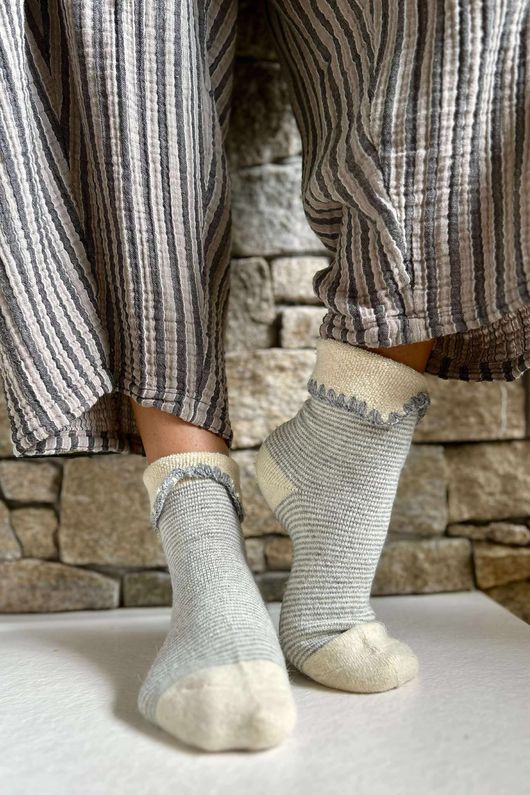  Terry & Wool Luxury Socks Pinstripe Grey -
